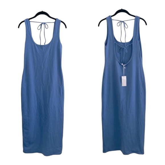REFORMATION Nero Knit Midi Dress Open Back Sleeveless Light Blue Medium NWT - Picture 8 of 11